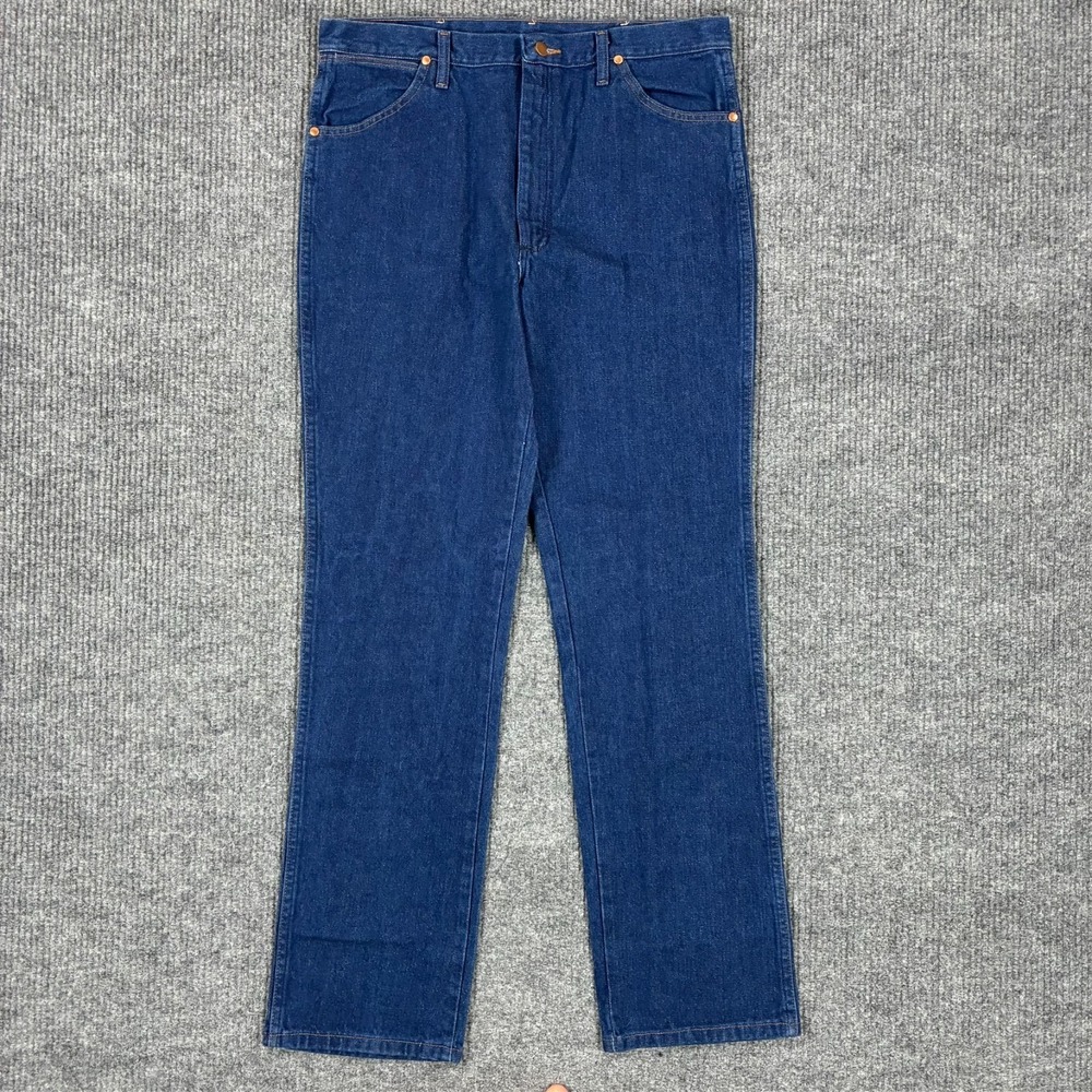 Wrangler Mens Jeans 36x34 Dark Wash Straight Leg Classic Western Denim High Rise